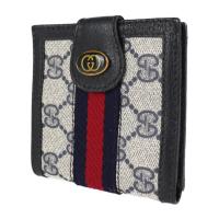 GUCCI グッチ 二つ折り財布 PVCコーティングキャンバス レザー ダークネ【本物保証】