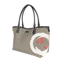 GUCCI グッチ トートバッグ 203693 PVC ベージュ ブラック【本物保証】