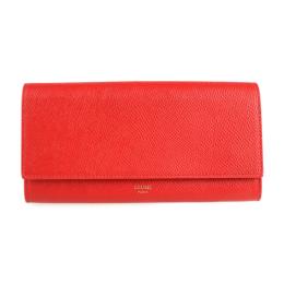 CELINE セリーヌ 長財布 10B563 レザー レッド ゴールド金具【本物保証】