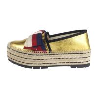 GUCCI グッチ スニーカー 497594 レザー ゴールド 【本物保証】