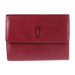 CARTIER カルティエ 三つ折り財布 レザー ボルドー 【本物保証】