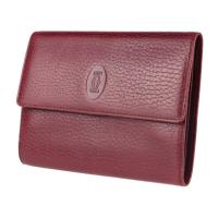 CARTIER カルティエ 三つ折り財布 レザー ボルドー 【本物保証】