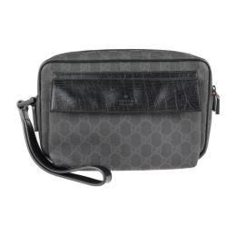 GUCCI グッチ セカンドバッグ 162784 PVC レザー ダークグレー 【本物保証】