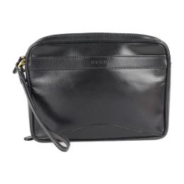 GUCCI グッチ セカンドバッグ 018 3700 レザー ブラック ゴールド【本物保証】