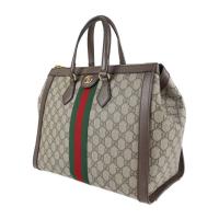 GUCCI グッチ ハンドバッグ 524537 PVC レザー ベージュ ブラウ【本物保証】