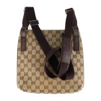 GUCCI グッチ ショルダーバッグ 122793 キャンバス ベージュ ブラウ【本物保証】