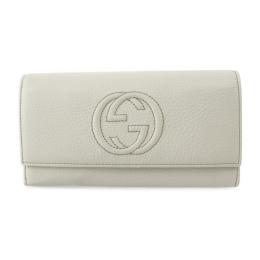 GUCCI グッチ 二つ折り財布 282414 レザー アイボリー系 ゴールド金【本物保証】