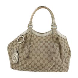 GUCCI グッチ ハンドバッグ 211944 GGキャンバス レザー ベージュ【本物保証】