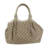 GUCCI グッチ ハンドバッグ 211944 GGキャンバス レザー ベージュ【本物保証】