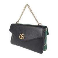 GUCCI グッチ ショルダーバッグ 524822 レザー ブラック×グリーン 【本物保証】