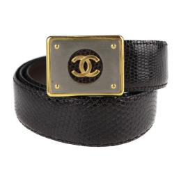 CHANEL シャネル ベルト リザード ダークブラウン 【本物保証】