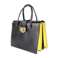 PRADA プラダ ハンドバッグ B2725C ボックスカーフ ブラック イエロ【本物保証】