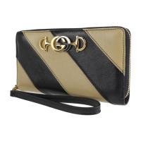 GUCCI グッチ 長財布 574779 レザー ベージュ ブラック【本物保証】