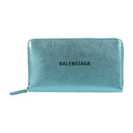 BALENCIAGA バレンシアガ 長財布 551935 レザー ターコイズ 【本物保証】