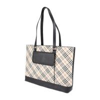 BURBERRY バーバリー トートバッグ キャンバス レザー ベージュ ブラッ【本物保証】