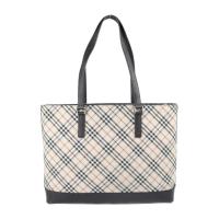 BURBERRY バーバリー トートバッグ キャンバス レザー ベージュ ブラッ【本物保証】