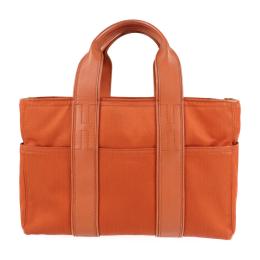 HERMES エルメス ハンドバッグ キャンバス レザー オレンジ 【本物保証】