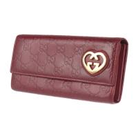 GUCCI グッチ 長財布 245728・1147 シマレザー レッド系 【本物保証】