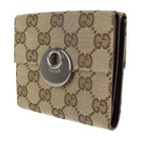 GUCCI グッチ 二つ折り財布 120935 キャンバス ベージュ 【本物保証】