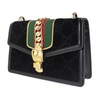 GUCCI グッチ ショルダーバッグ 524405 ベロア エナメル ブラック 【本物保証】