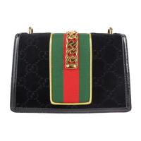 GUCCI グッチ ショルダーバッグ 524405 ベロア エナメル ブラック 【本物保証】