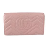 GUCCI グッチ 二つ折り財布 443436 レザー ピンク系 シルバー金具【本物保証】