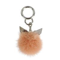FENDI フェンディ チャーム メタル ファー ビジュー シルバー ピンク系【本物保証】
