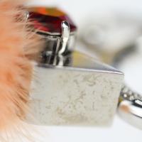 FENDI フェンディ チャーム メタル ファー ビジュー シルバー ピンク系【本物保証】