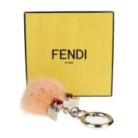 FENDI フェンディ チャーム メタル ファー ビジュー シルバー ピンク系【本物保証】