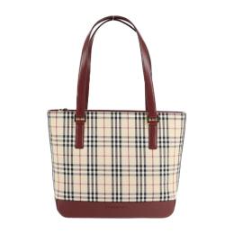 BURBERRY バーバリー トートバッグ キャンバス レザー ベージュ ボルド【本物保証】