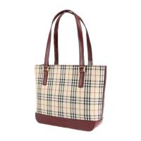 BURBERRY バーバリー トートバッグ キャンバス レザー ベージュ ボルド【本物保証】