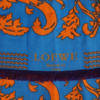 LOEWE ロエベ スカーフ カシミヤ65% シルク35% ブルー オレンジ【本物保証】