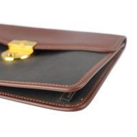 Dunhill ダンヒル セカンドバッグ PVC レザー チャコール系 ブラウン【本物保証】