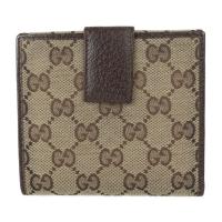 GUCCI グッチ 二つ折り財布 112664 GGキャンバス レザー ベージュ【本物保証】