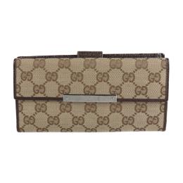 GUCCI グッチ 二つ折り財布 112715 GGキャンバス レザー ベージュ【本物保証】