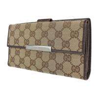 GUCCI グッチ 二つ折り財布 112715 GGキャンバス レザー ベージュ【本物保証】