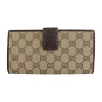 GUCCI グッチ 二つ折り財布 112715 GGキャンバス レザー ベージュ【本物保証】