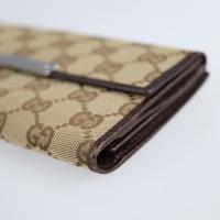 GUCCI グッチ 二つ折り財布 112715 GGキャンバス レザー ベージュ【本物保証】