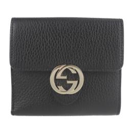 GUCCI グッチ 二つ折り財布 598167 レザー ブラック 【本物保証】