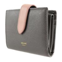 CELINE セリーヌ 二つ折り財布 10H263 レザー グレー系 ピンク系【本物保証】