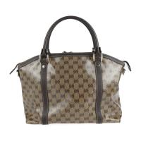 GUCCI グッチ ハンドバッグ 341503 PVC レザー カーキベージュ 【本物保証】