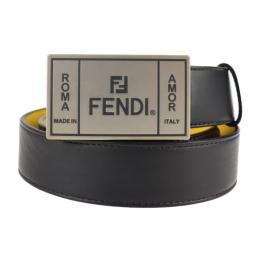 FENDI フェンディ ベルト レザー ブラック シルバー【本物保証】