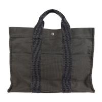 HERMES エルメス トートバッグ ナイロン ナイロンキャンバス グレー 【本物保証】