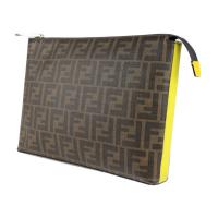 FENDI フェンディ クラッチバッグ 7VA433 PVC ブラウン イエロー【本物保証】