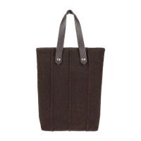 HERMES エルメス トートバッグ ウール コットン レザー ダークブラウン 【本物保証】