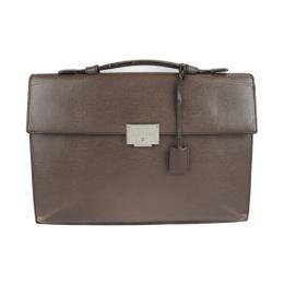 LOEWE ロエベ ビジネスバッグ レザー ブラウン シルバー金具【本物保証】