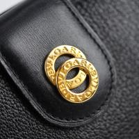 BVLGARI ブルガリ 二つ折り財布 レザー ブラック ゴールド金具【本物保証】