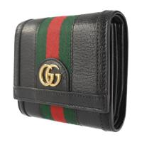 GUCCI グッチ 二つ折り財布 598662 レザー ブラック 【本物保証】