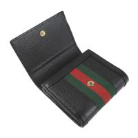 GUCCI グッチ 二つ折り財布 598662 レザー ブラック 【本物保証】