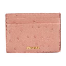 PRADA プラダ カードケース 1MC149 オーストリッチ ピンク ゴールド【本物保証】